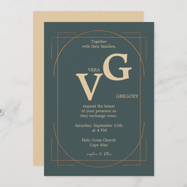 Convites Casamento Luxuoso Moderno das Linhas de Ouro Elega (Frente/Verso)