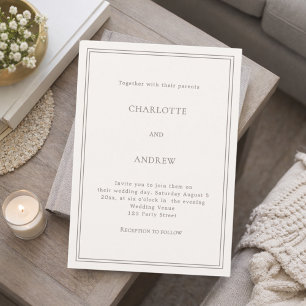 Convites Casamento luxuoso moderno simples marfim taupe