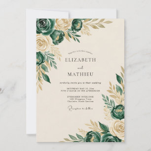 Convites Casamento Luxuoso na Floresta Verde Esmeralda