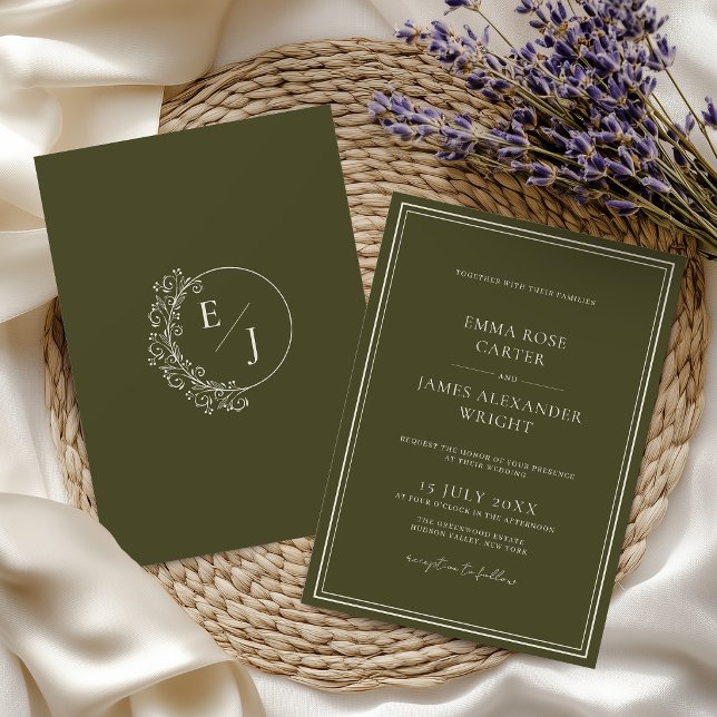 Convites Casamento Luxuoso Verde Oliva Dinheiro Antigo Eleg (Criador carregado)