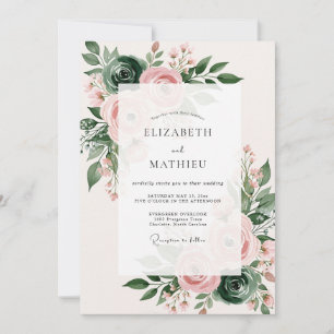 Convites Casamento Luxuriante de Primavera com Rosa Bege