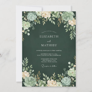 Convites Casamento Luxuriante de Suculentas Verde Floresta