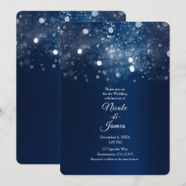 Convites Casamento Luzes Brilhantes Prateadas Azuis de Inve