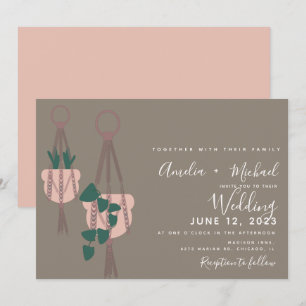 Convites Casamento Macrame Botânico Moderno De Plantas De 