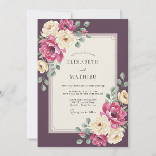 Convites Casamento Magenta Ameixa Ranunculus Cinza Eucalipt