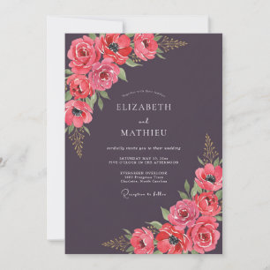 Convites Casamento Magenta Berinjela Ranunculus Eucalipto