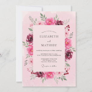 Convites Casamento Magenta Borgonha Ranunculus Eucalipto