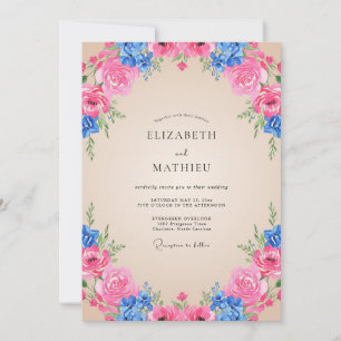 Convites Casamento Magenta Cobalto Ranunculus Eucalipto