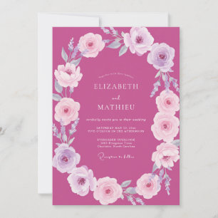 Convites Casamento Magenta Lavanda Ranunculus Eucalipto