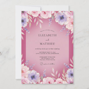 Convites Casamento Magenta Mauve Ranunculus Eucalipto