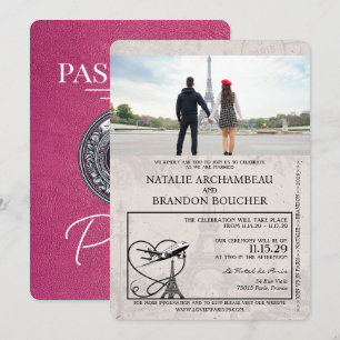 Convites Casamento Magenta Pink Passaporte Paris
