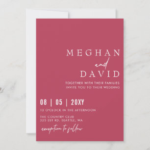 Convites Casamento Magenta Simples Manuscrito Elegante