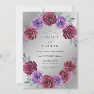 Convites Casamento Magenta Violeta Ranunculus Eucalipto