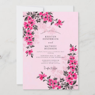 Convites Casamento Mágico de Primavera em Magenta