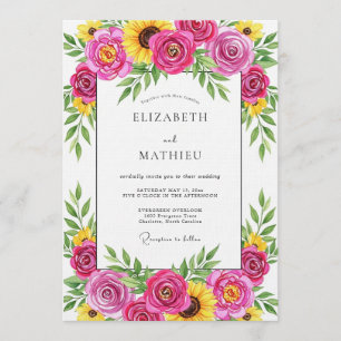 Convites Casamento Mágico Floral Magenta