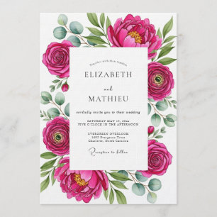 Convites Casamento Mágico Floral Magenta