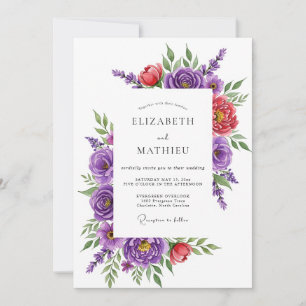 Convites Casamento Magnífico de Primavera Roxo