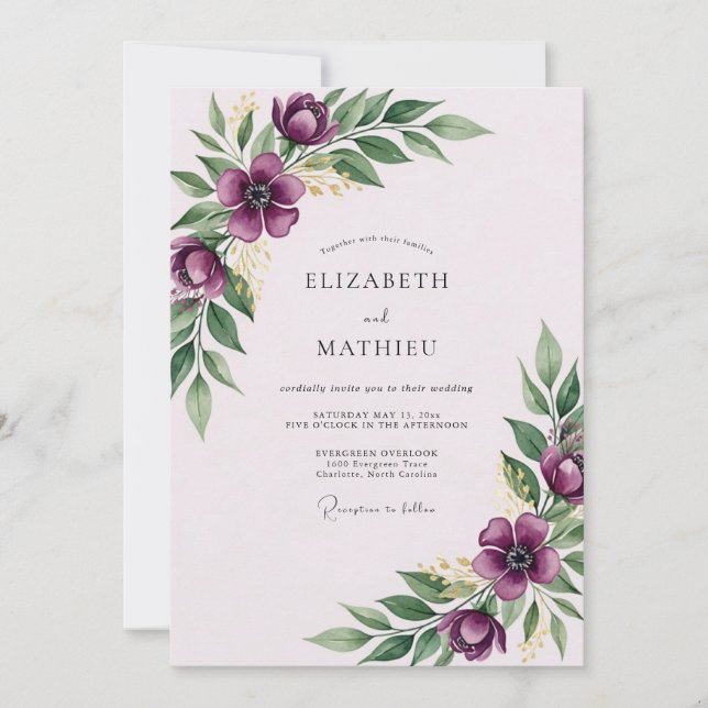 Convites Casamento Magnífico de Violeta na Primavera (Frente)