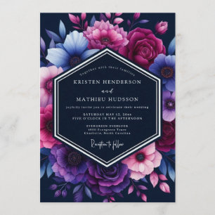 Convites Casamento Magnífico e Temperamental Azul-Navy