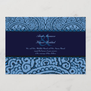 Convites Casamento magnífico Mehndi Mandalas (Azul)