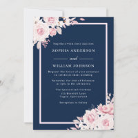 Casamento Majestoso Blush & Marinho Floral Waterco