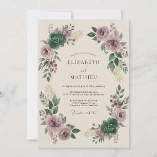 Convites Casamento Malva Esmeralda Temperamental de Inverno