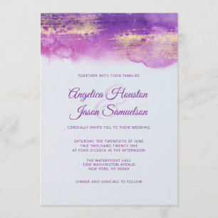 Convites Casamento malva roxo do Lilac da aguarela moderna