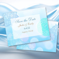 Casamento Mandala Azul, Turquesa e Branco Save the