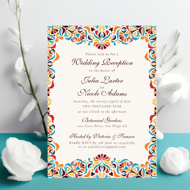 Convites Casamento Mandala Floral Caprichoso Laranja Azul T (Criador carregado)