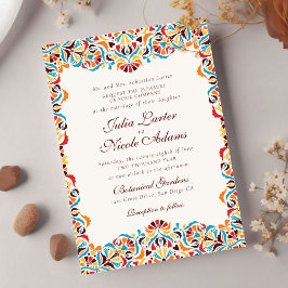 Convites Casamento Mandala Floral Caprichoso Laranja Turque
