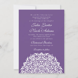 Convites Casamento Mandala Floral Caprichoso Violeta Roxo