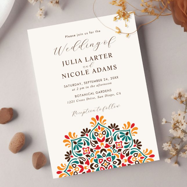 Convites Casamento Mandala Floral Rústico Boho Sol Nascente (Criador carregado)