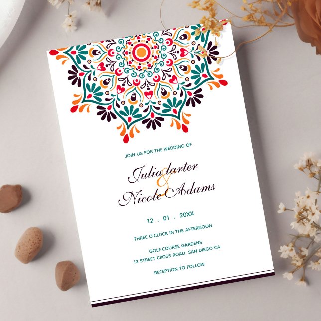Convites Casamento Mandala Floral Rústico Boho Sol Nascente (Criador carregado)