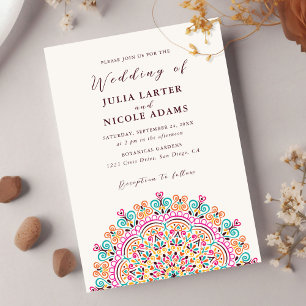 Convites Casamento Mandala Florescente Terreno Mexicano Ret