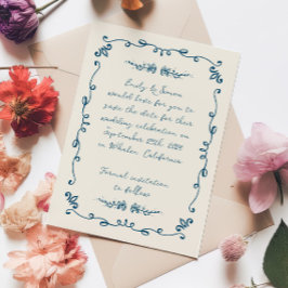 Convites Casamento manuscrito branco doce Salve a data