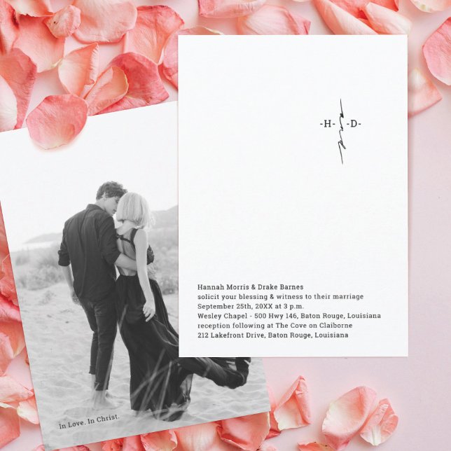 Convites Casamento Mão-Chic Com Letra Monogramada (Criador carregado)