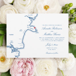 Convites Casamento Mapa Elegante Marinho York Maine
