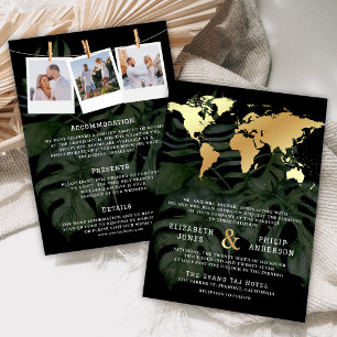 Convites Casamento Mapa Mundial Destino Tropical Ouro Preto