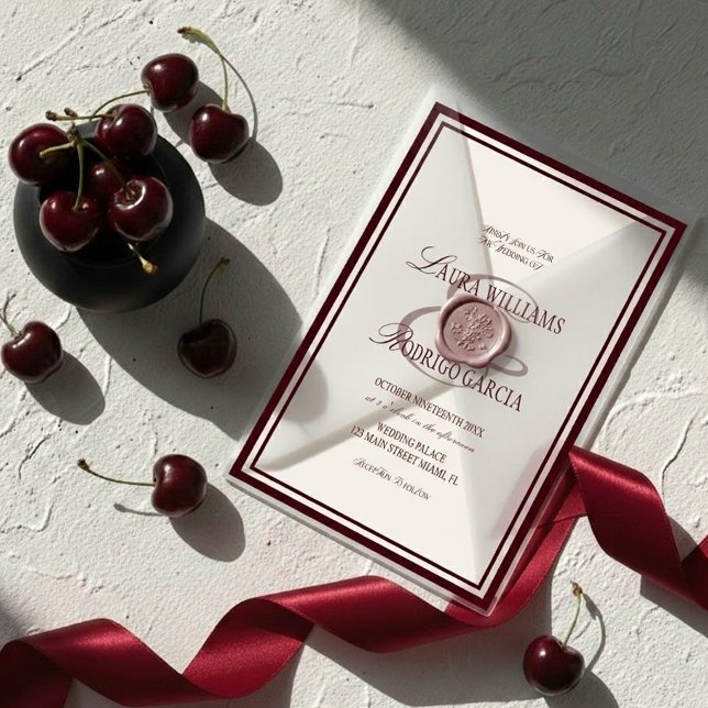 Convites Casamento Marfim Borgonha (Criador carregado)