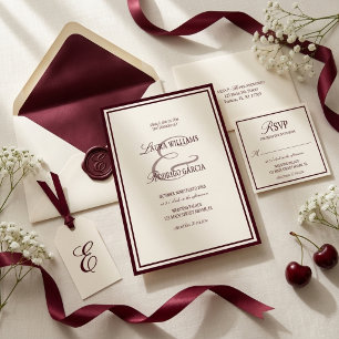 Convites Casamento Marfim Borgonha