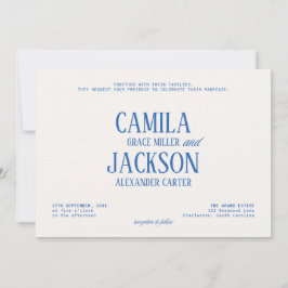 Convites Casamento Marfim e Azul Naval 