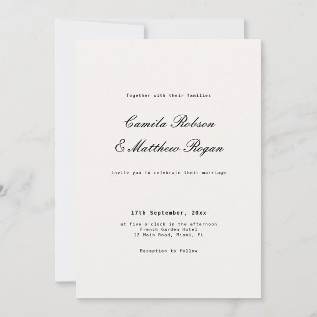 Convites Casamento Marfim e Preto  (Frente)