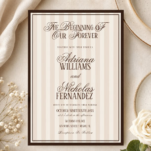 Convites Casamento Marfim Listrado Elegante Vintage