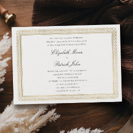Convites Casamento Marfim Moderno Clássico Formal Dourado L