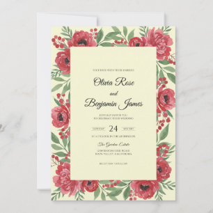 Convites Casamento Marfim Papoula Carmesim