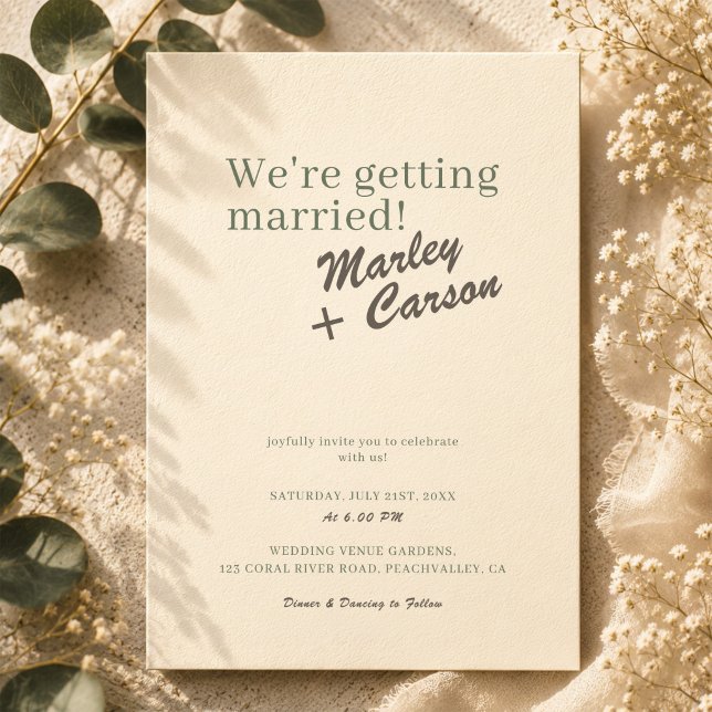 Convites Casamento Marfim Pastel Minimalista Funk Moderno (Criador carregado)