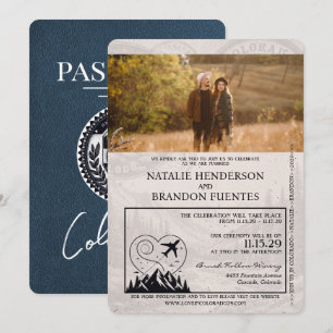 Convites Casamento marinho Azul Colorado Passport