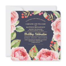 Casamento Marinho Azul das Flores de Aquarela Româ