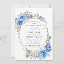 Casamento marinho Azul Floral Watercolor