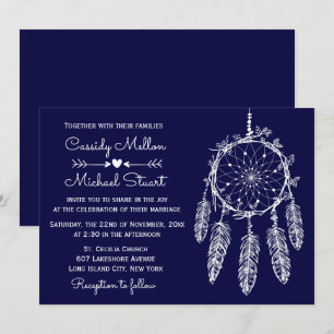 Convites Casamento marinho Blue Native American Dream Catch